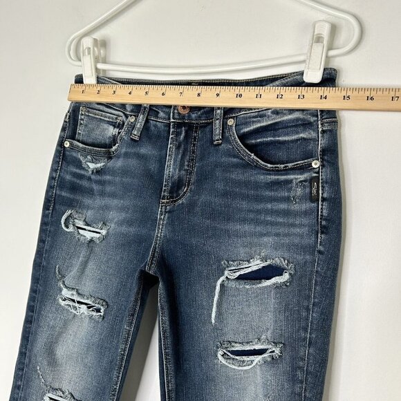 Silver Beau Slim Leg Jeans Womens Size 27 Mid Rise Ankle - Picture 4 of 12